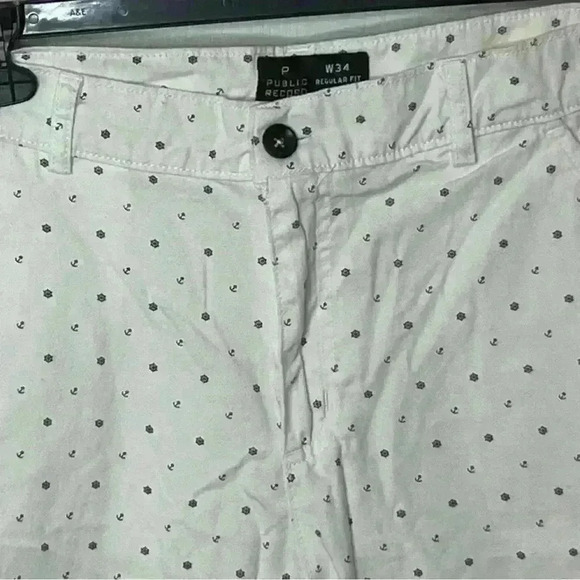 Public Record Nautical Shorts Men 34 White Chino Regular Fit Preppy - Picture 2 of 6